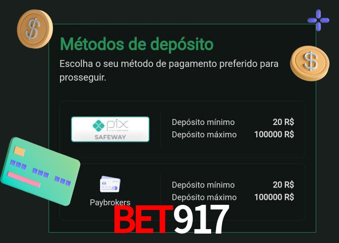 O cassino bet917 oferece uma grande variedade de métodos de pagamento